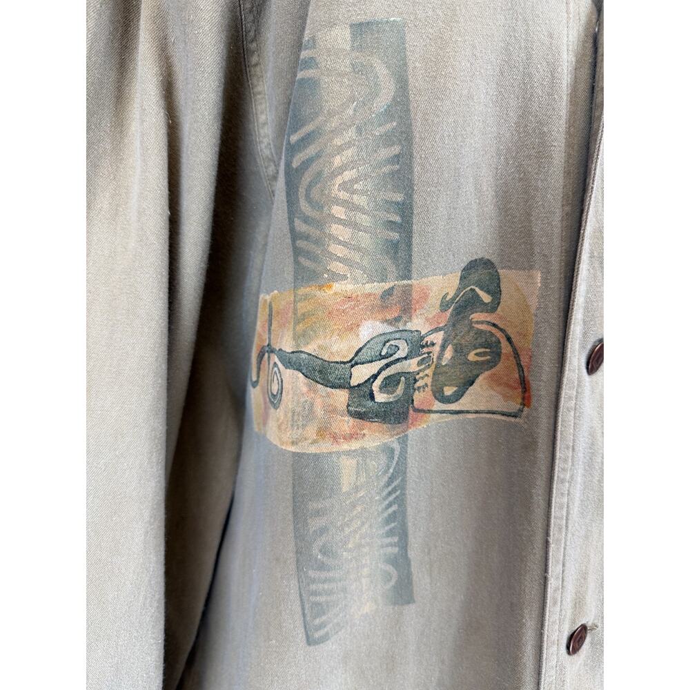 90's Vintage BLUE FISH Green Cotton Jacket MADE USA OS #0175 - Picture 11 of 16